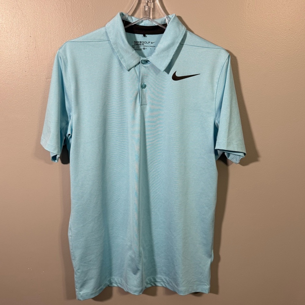 Nike Mobility Control Stripe Golf Polo Light Blue Mens Medium 833097 Stretch